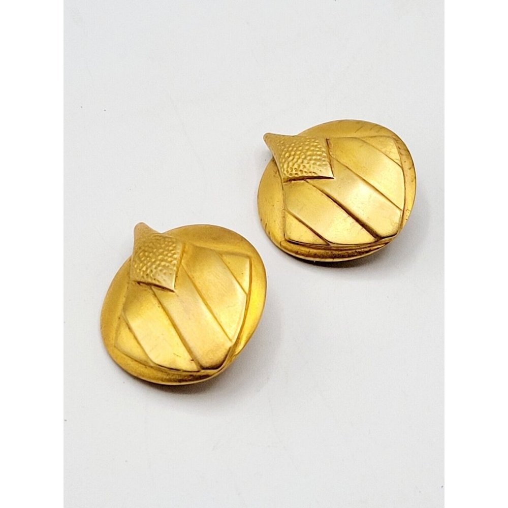 Alexis Kirk Vintage Brushed Metal Clip Earrings (A90)